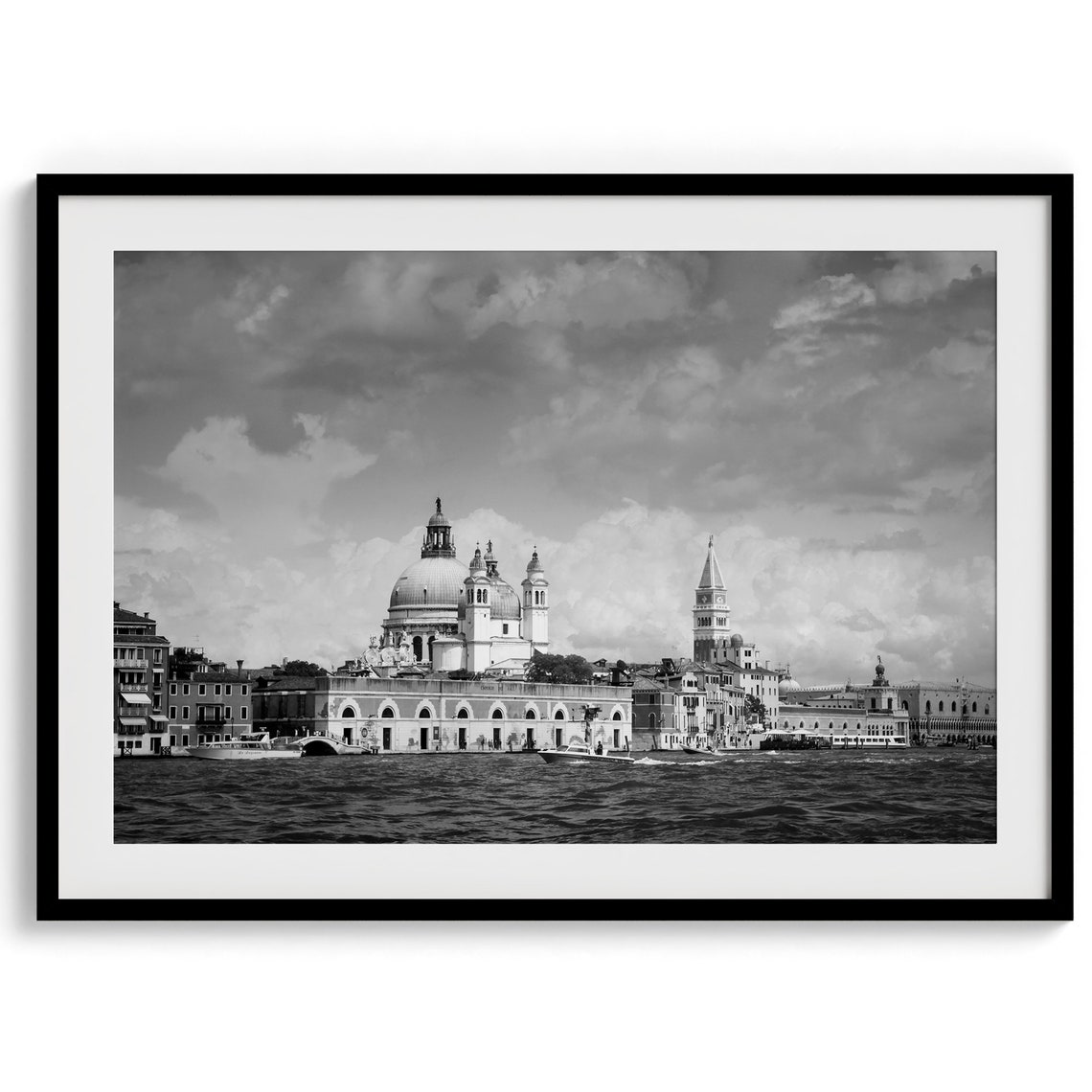 Venice Italy Santa Maria della Salute Black And White Skyline Print