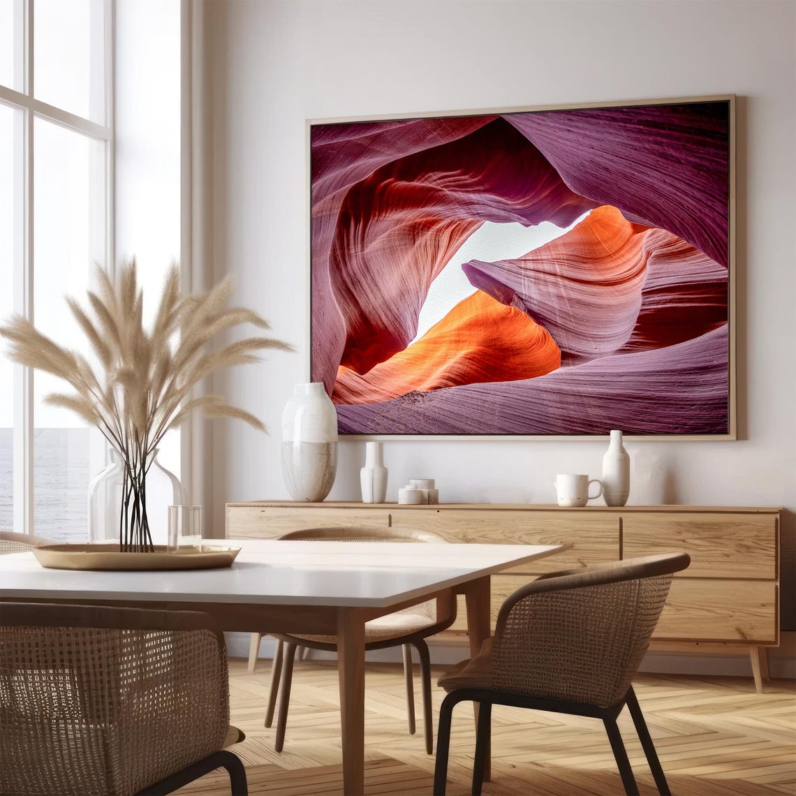 Antelope Canyon Swirling Red Orange Slot Canyon Light Beams Poster - Image 3