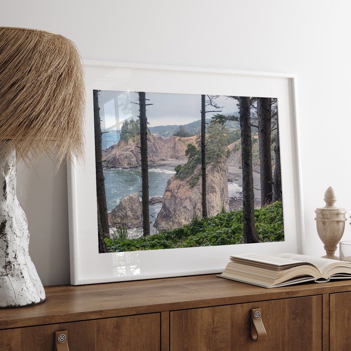 Oregon Coast Rocky Sea Stacks Framed By Pine Trees Ocean View Poster - Image 3