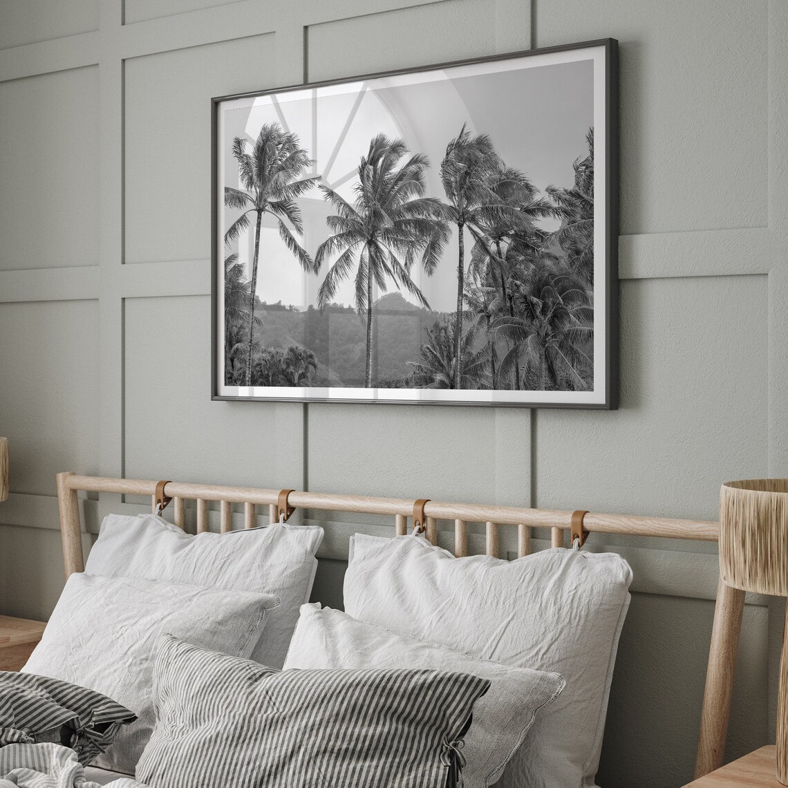 Black and White Hawaii Tropical Beach Art Print - Image 3
