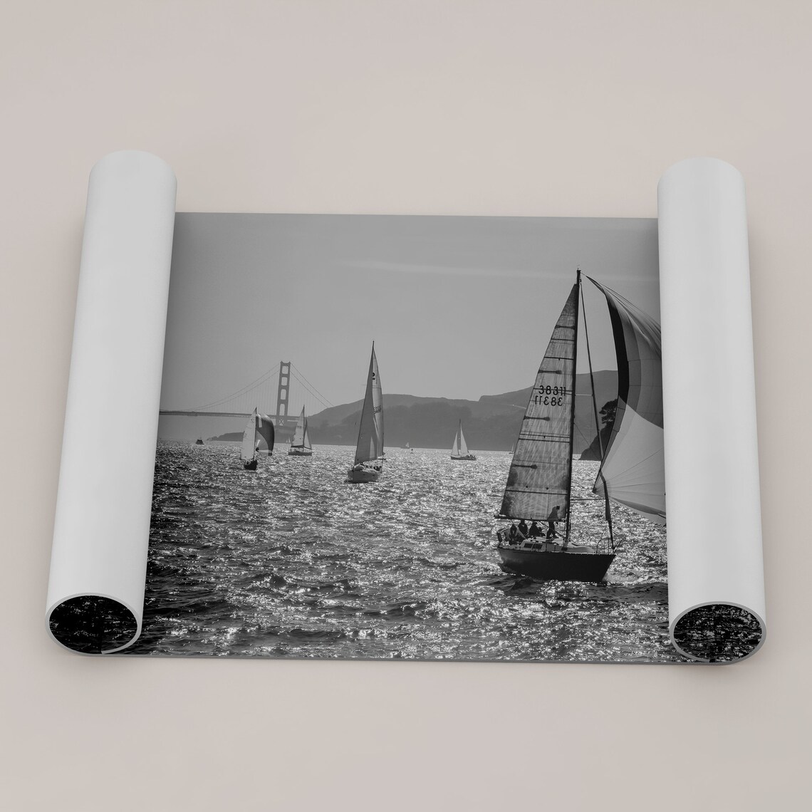 San Francisco Sailboats, Golden Gate Bridge Art Print - Image 2