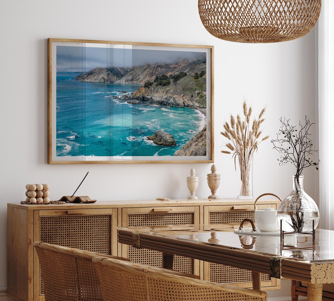 Big Sur California Turquoise Cove Bixby Bridge Foggy Coastline Poster - Image 2