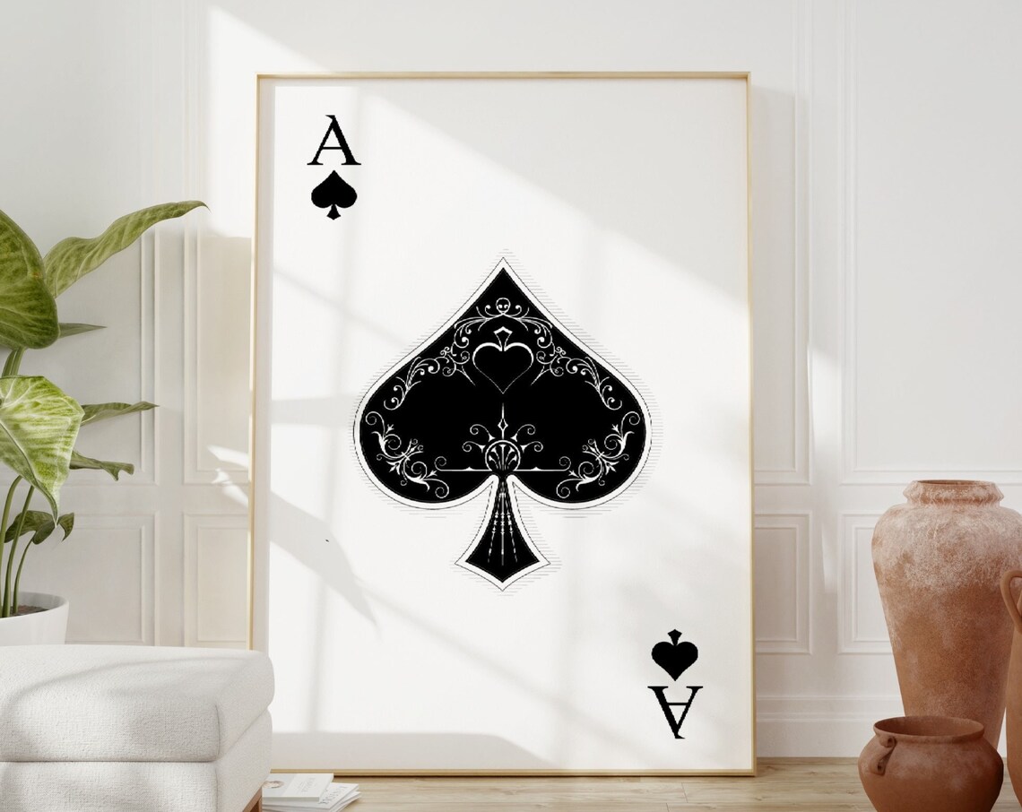 Ace Of Spades Retro Poker Art Print, Game Room - Image 5