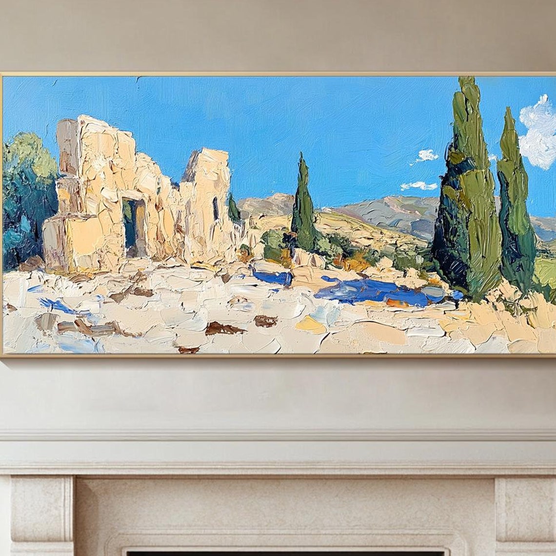 Ancient Stone Ruins With Cypress Trees Mediterranean Travel Poster - Image 4