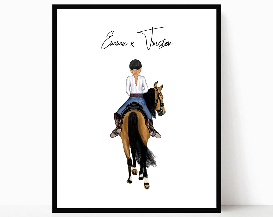Horse And Owner Personalized Portrait Art Print
