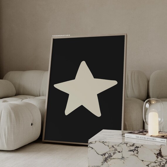 Charcoal Beige Minimalist Star Poster The New Era Studio
