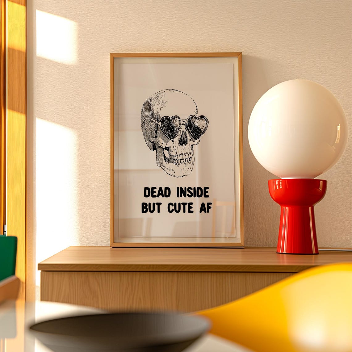 Dead Inside But Cute AF Skull Heart Sunglasses Funny Quote Poster