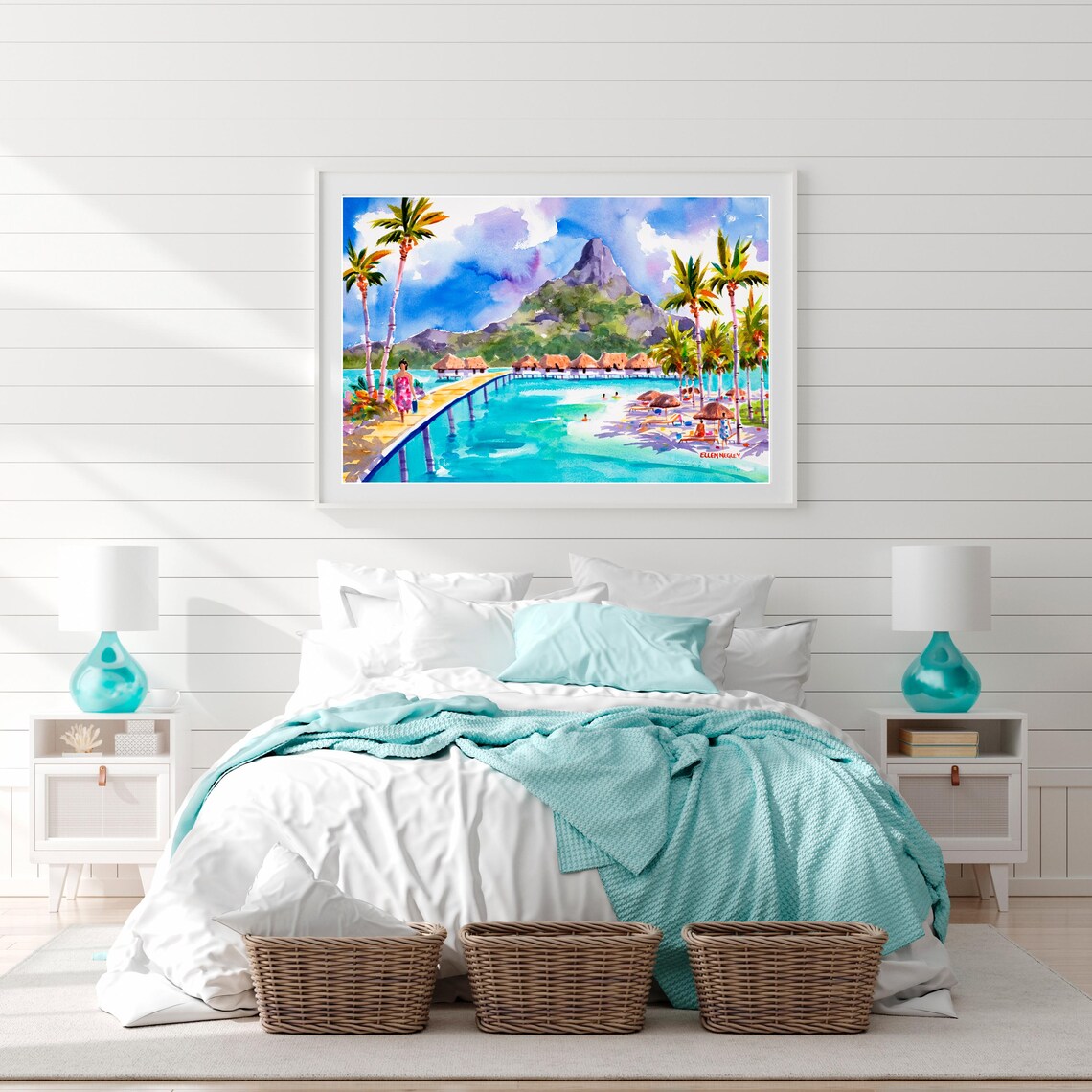 Bora Bora Tropical Watercolor Beach Art Print - Image 3