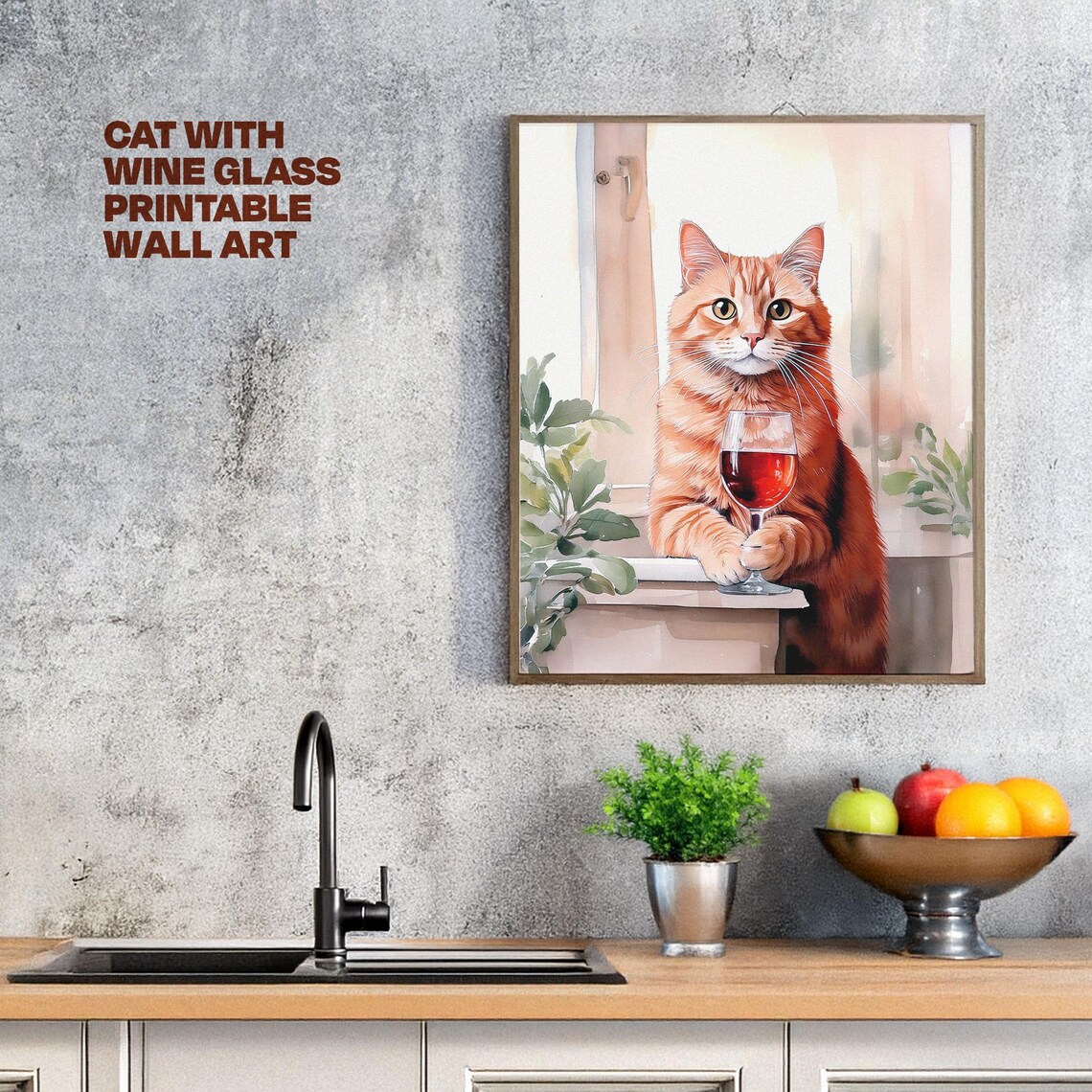 Funny Wine Cat Poster, Feline Humor Decor - Image 2