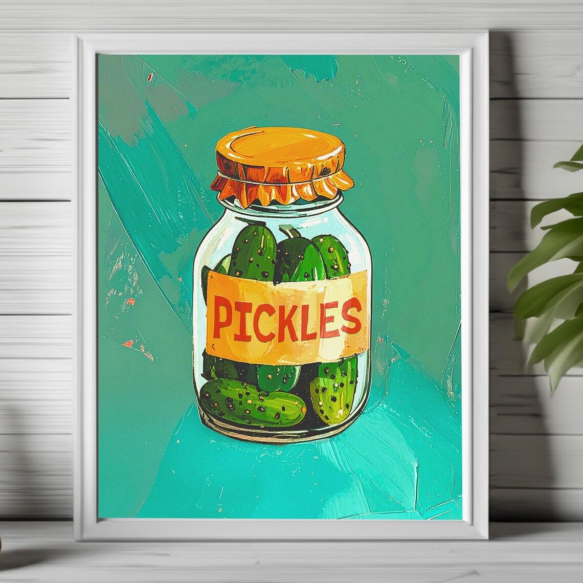 Pickle Jar Art Print, Retro Kitchen Decor