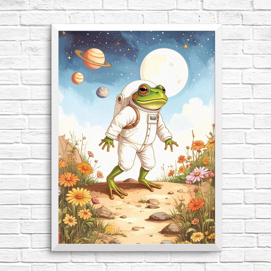 Frog Astronaut Wall Art Print