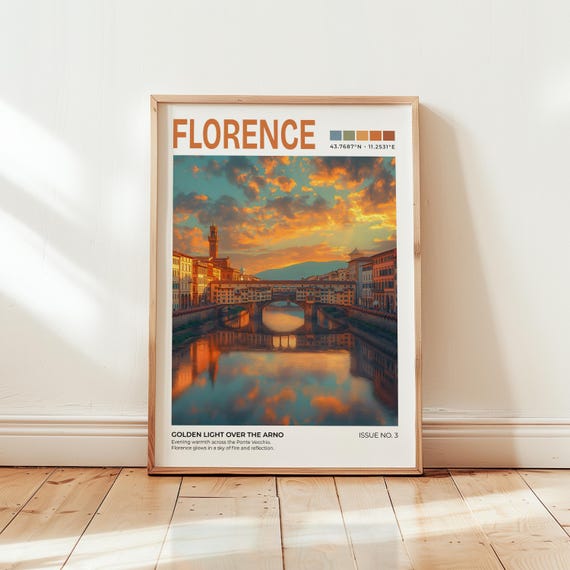 Florence Ponte Vecchio Print Italy Travel Poster Europe Wall Art