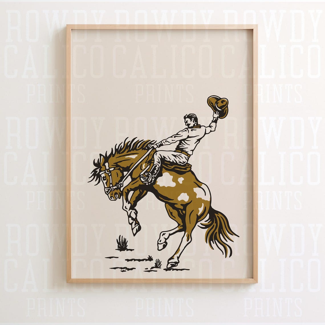 Vintage Rodeo Bronco Rider Waving Hat Classic Western Poster - Image 3