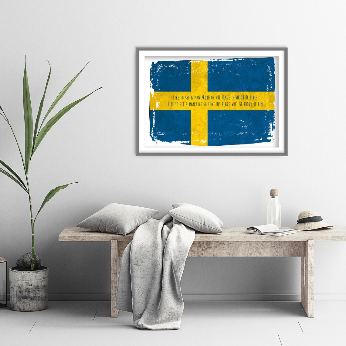 Swedish Flag Quote Poster Distressed Vintage Flag National Pride Decor - Image 3