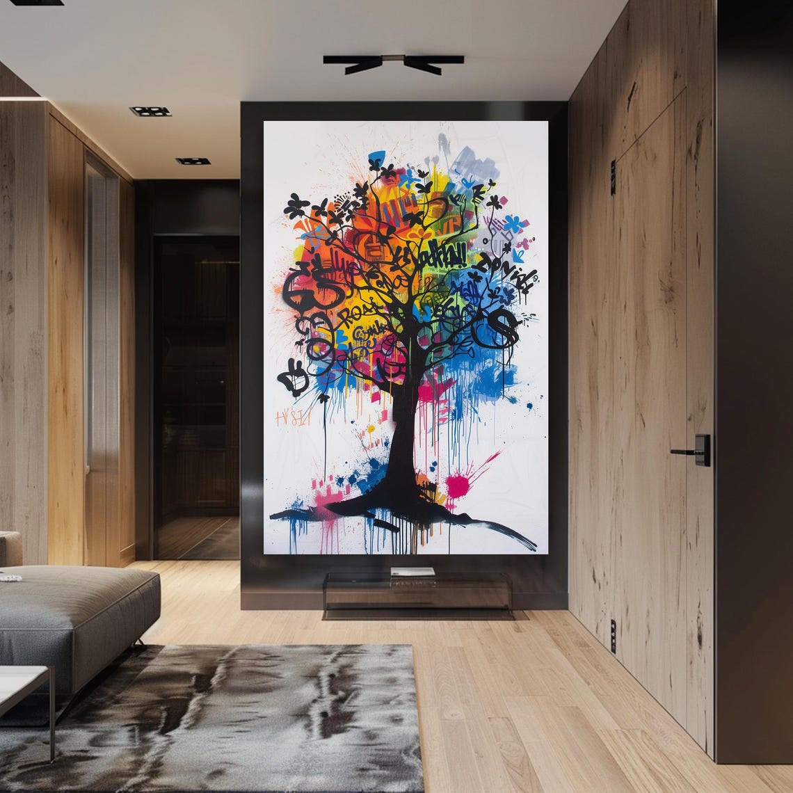 Wall Decor Framed Art Home Decor Dynamic Graffiti Tree Wall Decor Vibrant Abstract Art With Urban Street Style Perfect - Image 5