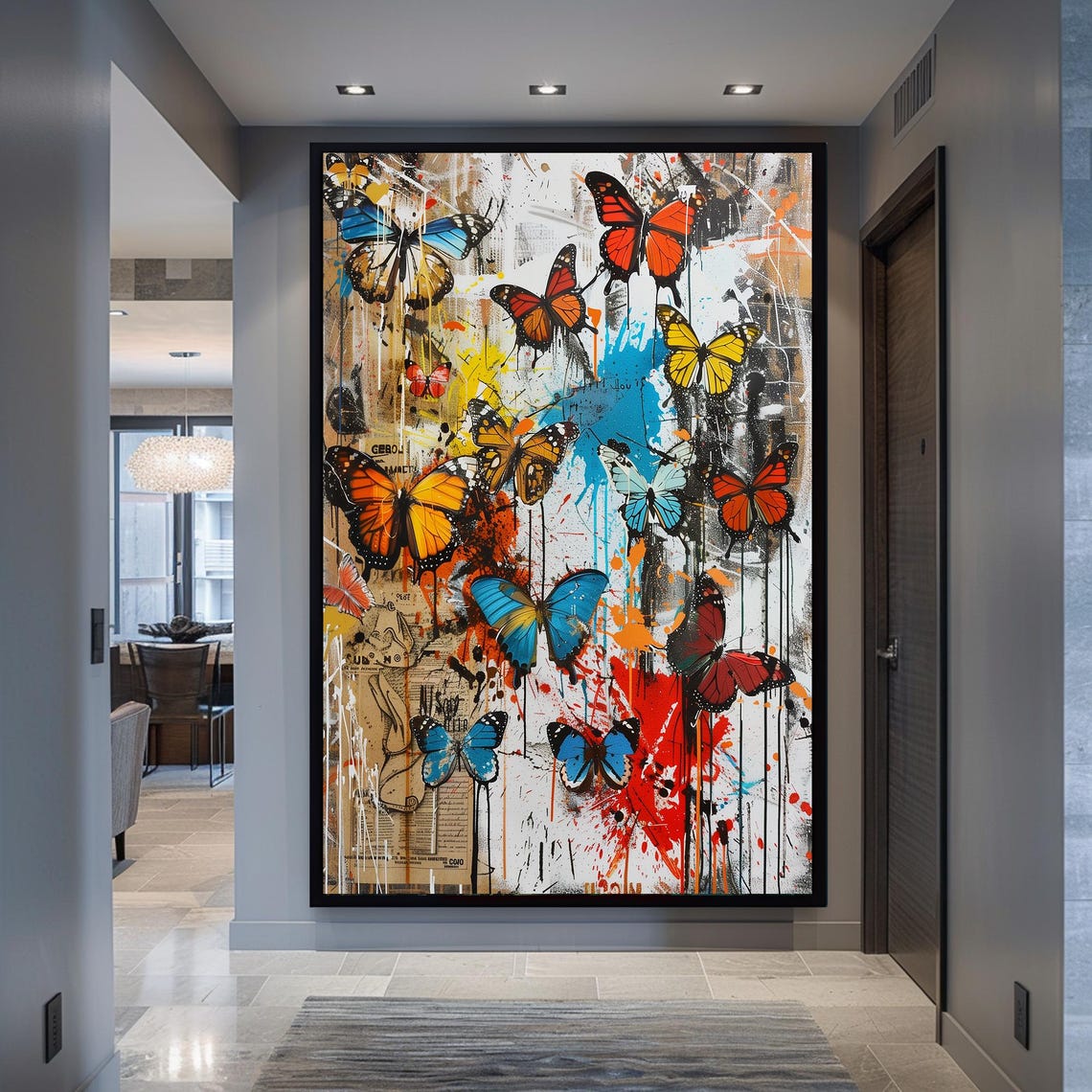 Butterfly Graffiti Print Colorful Urban Wall Art Street Style Butterfly Decor Vibrant Abstract Graffiti Art Framed Modern Art - Image 4