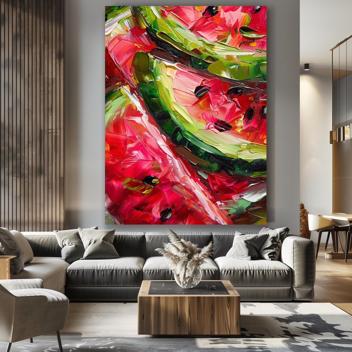 Fruit Decor Wall Art Kitchen Wall Art Watermelon Painting Large Print Framed Art Print Gift Idea Home Decor - Image 3