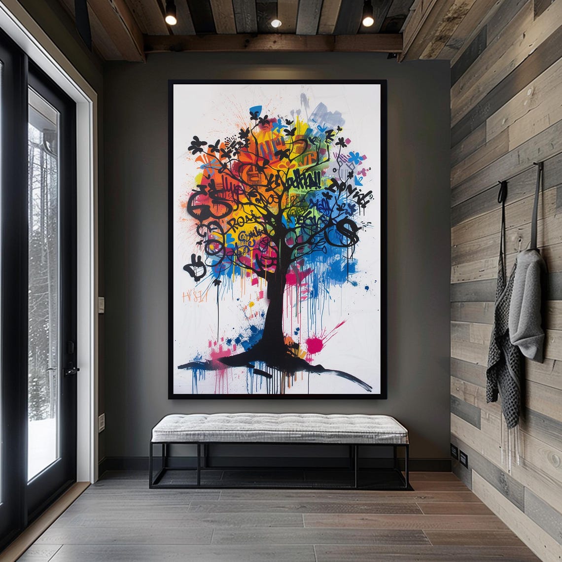 Wall Decor Framed Art Home Decor Dynamic Graffiti Tree Wall Decor Vibrant Abstract Art With Urban Street Style Perfect - Image 6