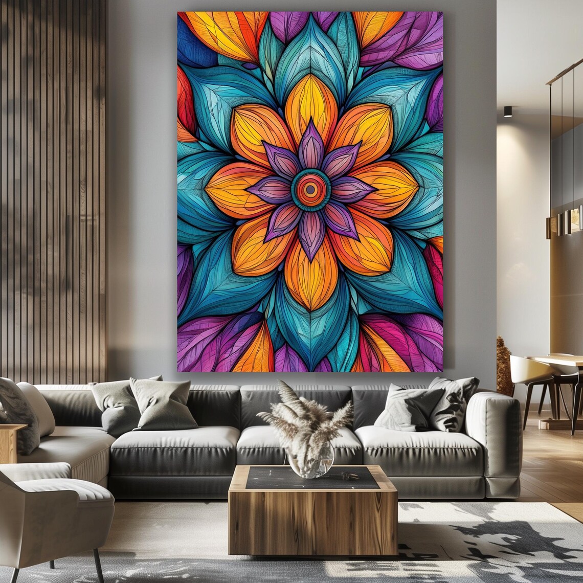 Vibrant Colorful Mandala Flower Geometric Boho Meditation Poster - Image 6