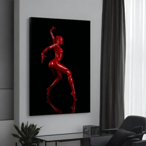 Striking Red Dancer Canvas Art Modern Wall Decor Framed Print Ready To Hang Danceinspired Home