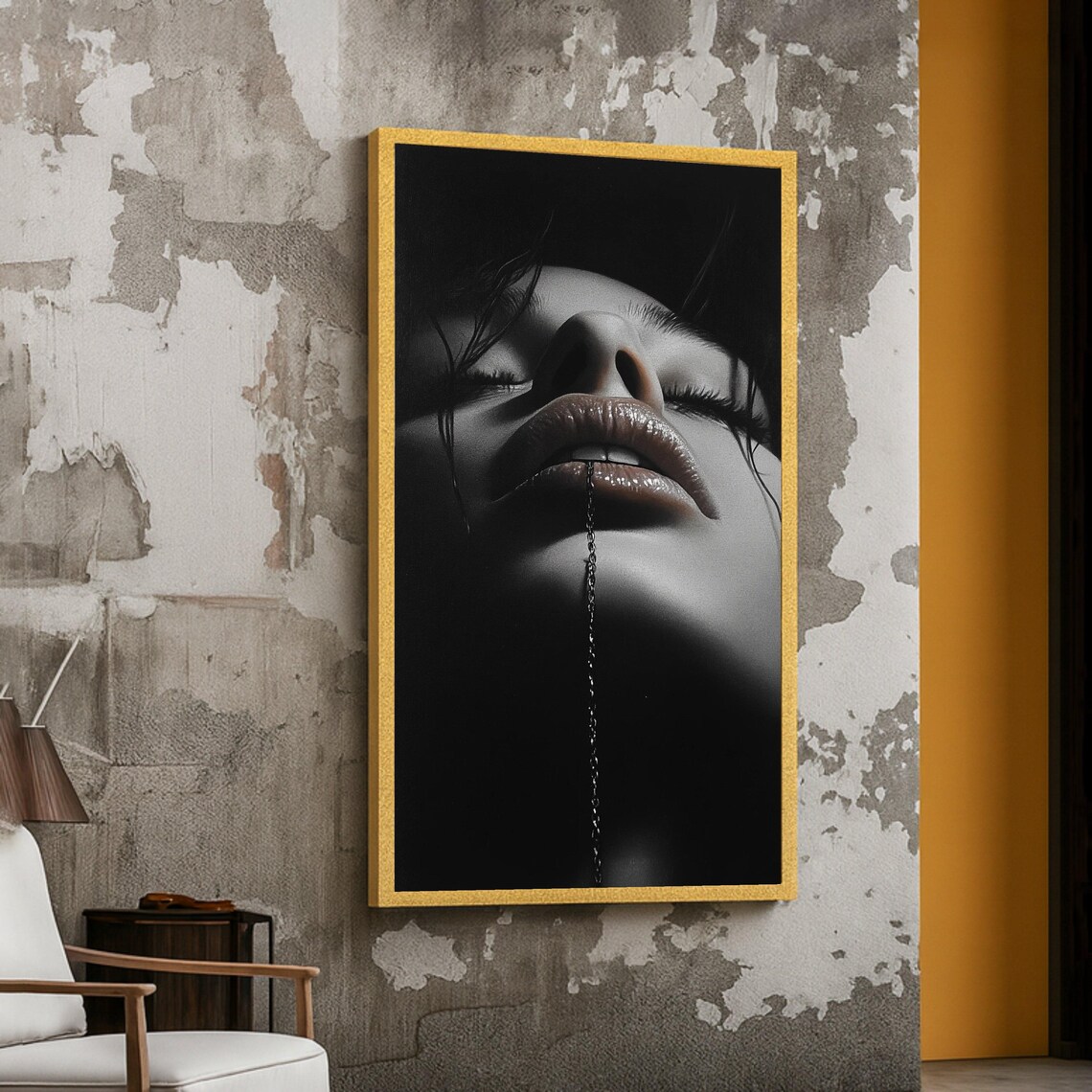 Dramatic Black And White Woman Portrait Rain Wet Beauty Art Print