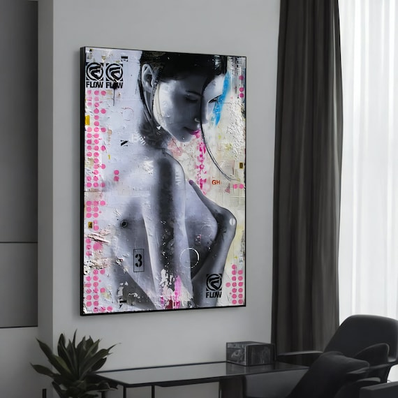 Urban Graffiti Erotic Canvas Painting Bold And Sensual Nude Art For Modern Home Dcor Lovers