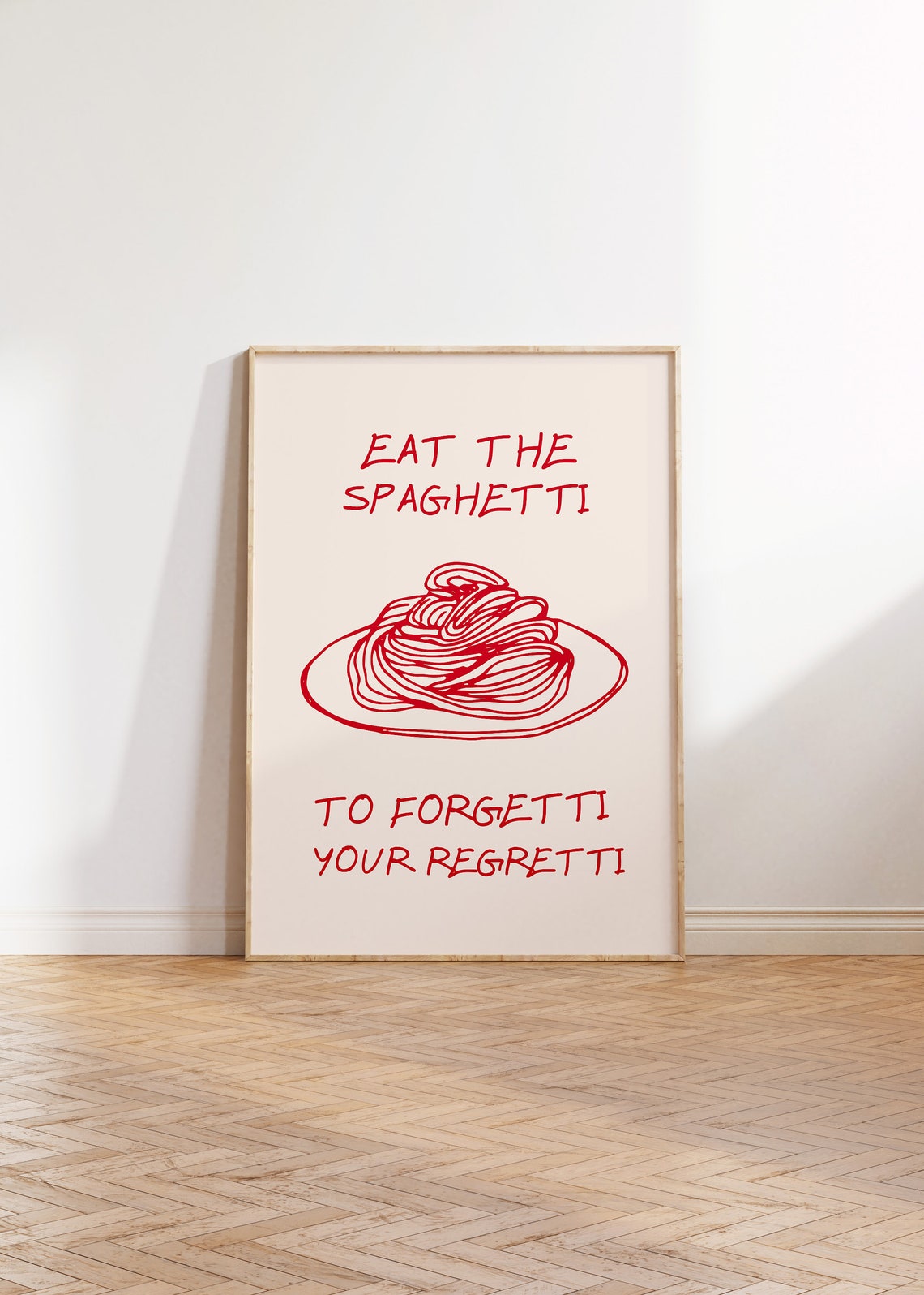 Aesthetic Kitchen Decor Funny Spaghetti Print Cute Kitchen Wall Art Minimalist Food Print Positive Quote Print 1 Print - Image 2