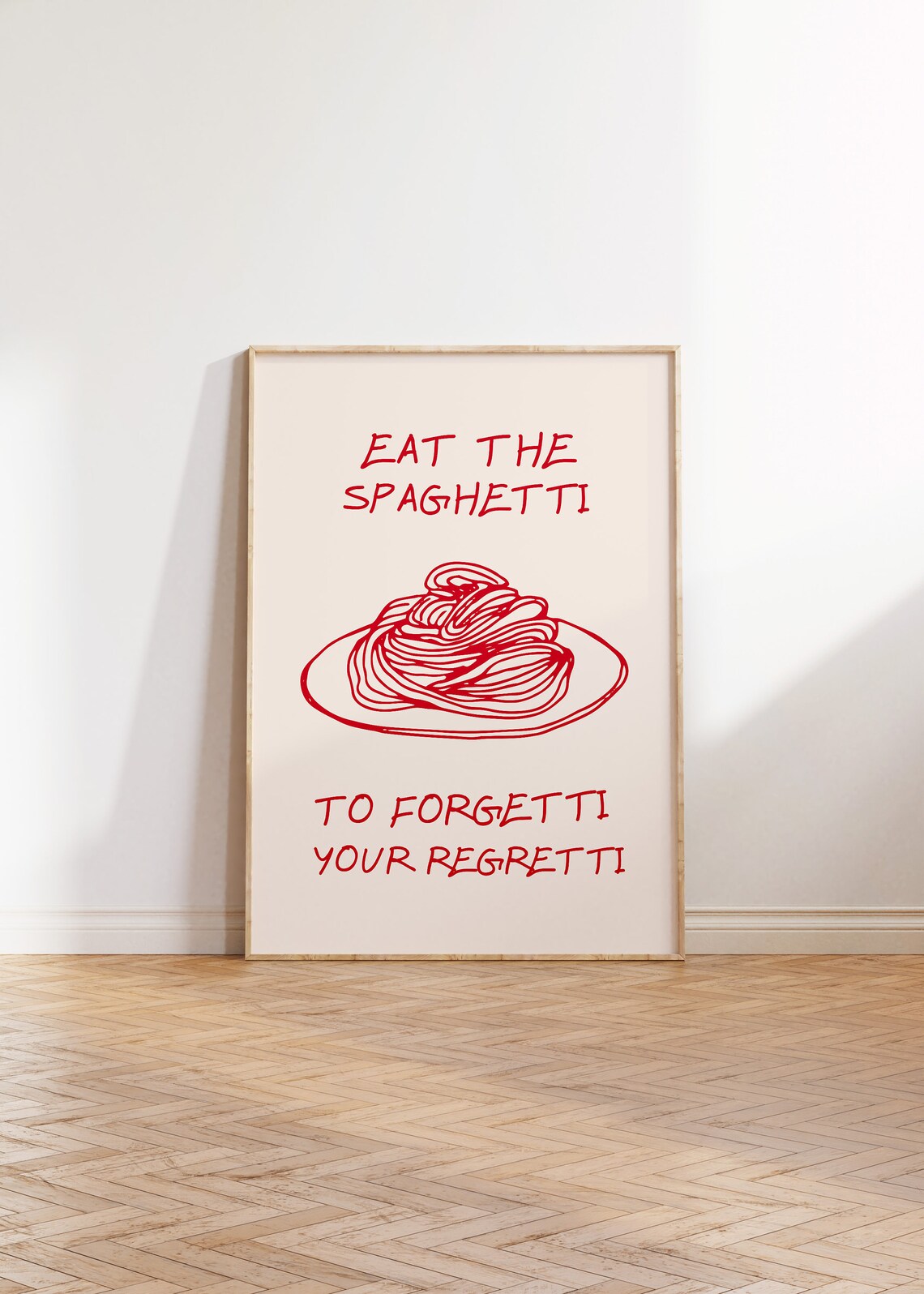 Eat The Spaghetti To Forgetti Your Regretti Funny Pun Poster - Image 2