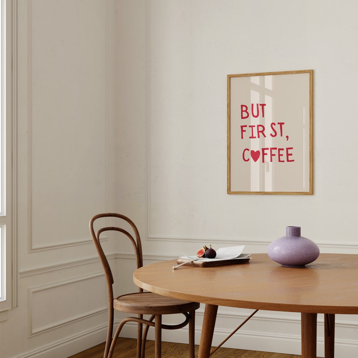 But First Coffee Red Heart Letter Coffee Lover Kitchen Quote Poster - Image 4