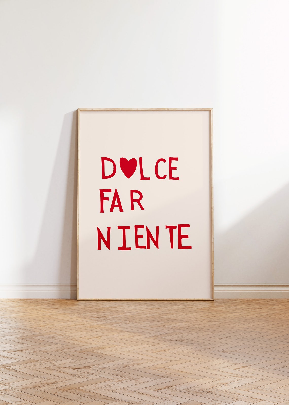 Dolce Far Niente Poster Italian Heart Typography Red Minimalist Art - Image 3