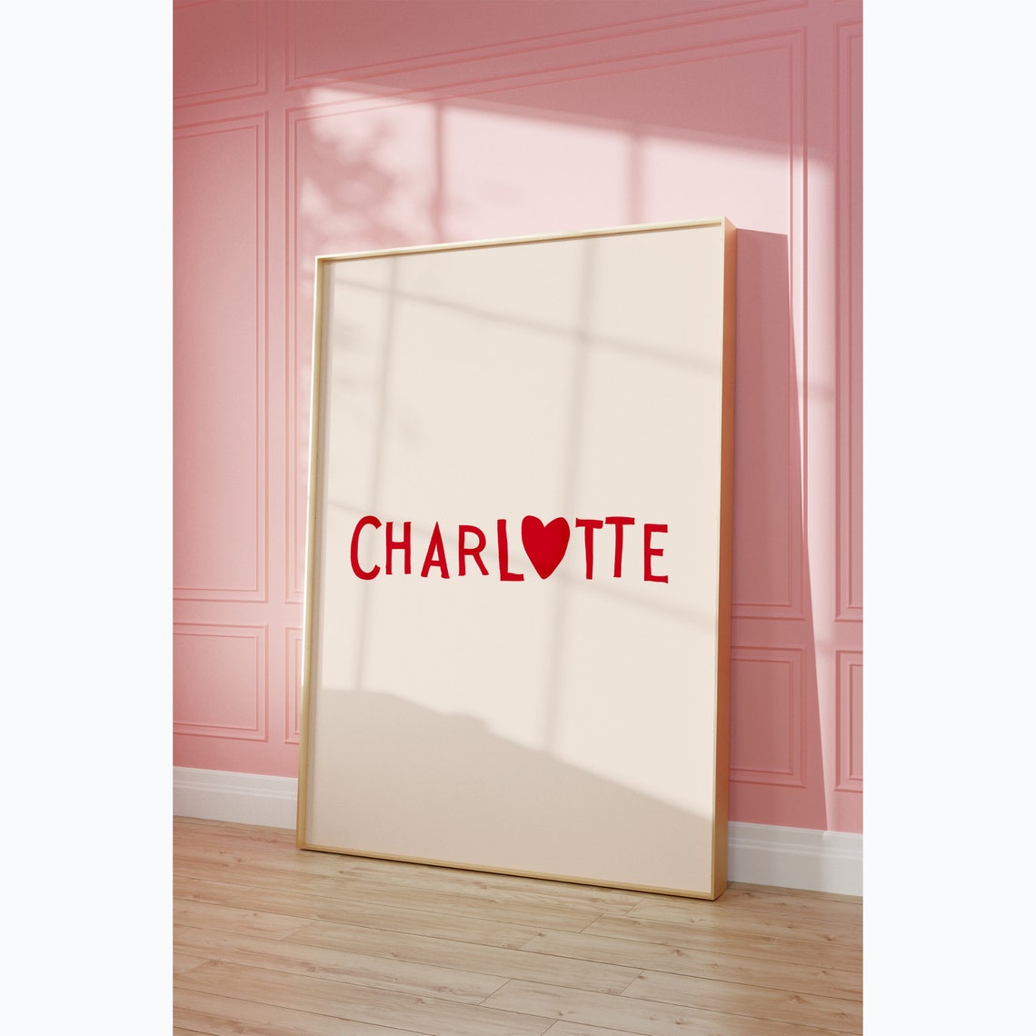 Charlotte Red Heart Love Typography Minimalist Sweet Decor Print - Image 2