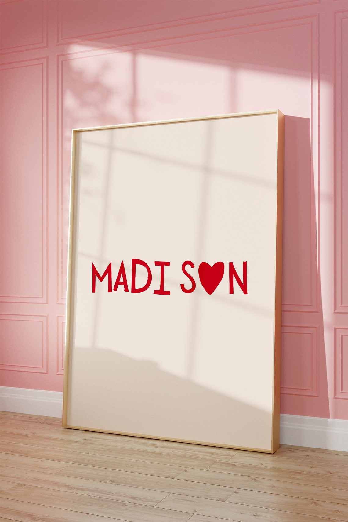 Madison Heart Red Typography Minimalist City Love Tribute Wall Art - Image 3