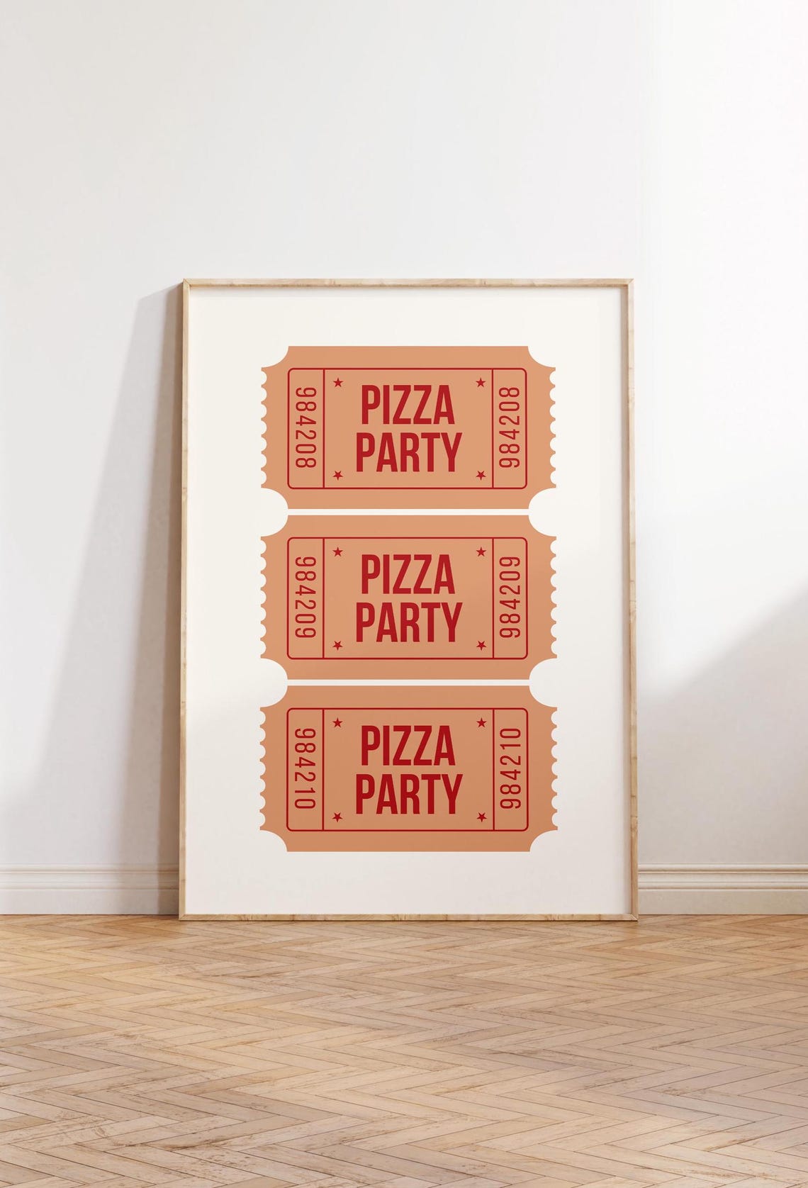 Pizza Party Admit Ticket Stubs Retro Red Kitchen Decor Poster - Image 4