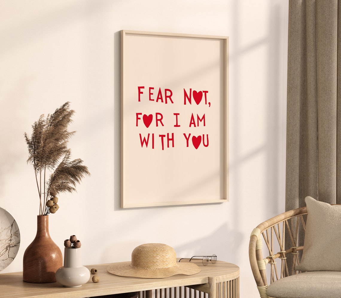 Fear Not For I Am With You Red Scripture Heart Faith Decor Poster - Image 3
