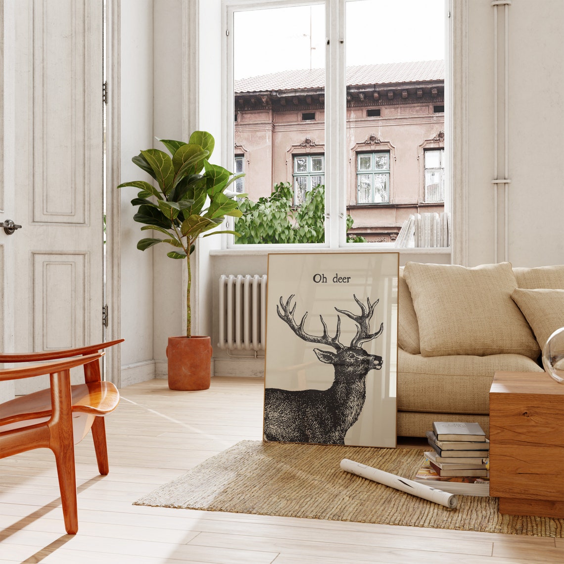 Oh Deer Majestic Stag Antlers Vintage Wildlife Cabin Art Poster - Image 4
