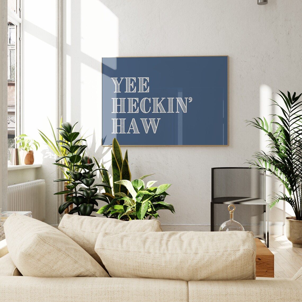 Yee Heckin Haw Navy Blue Funny Western Typography Quote Poster - Image 4