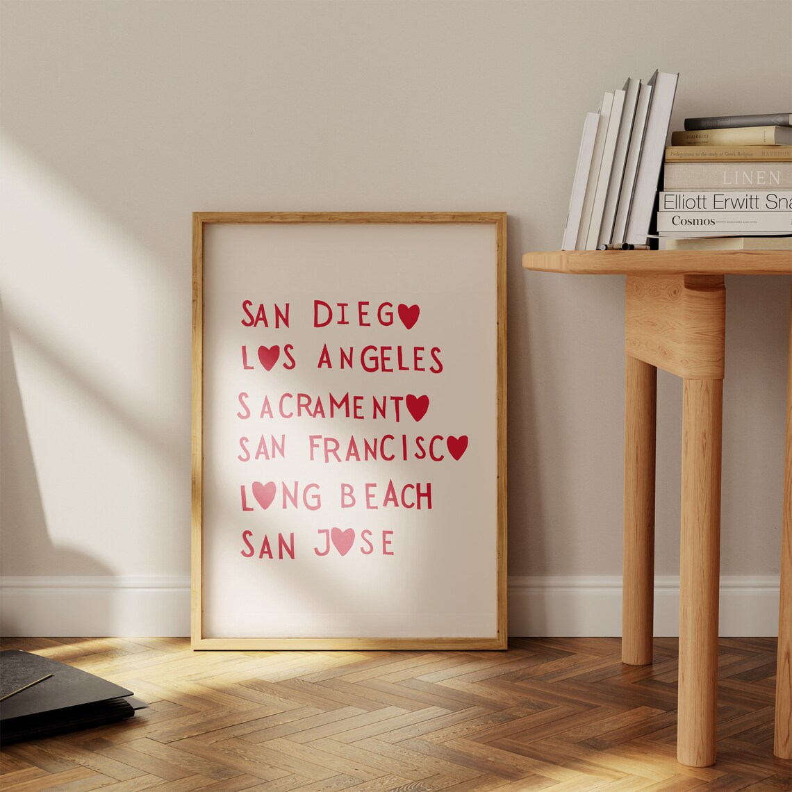 California Cities San Diego Los Angeles Heart List Travel Wall Art - Image 2