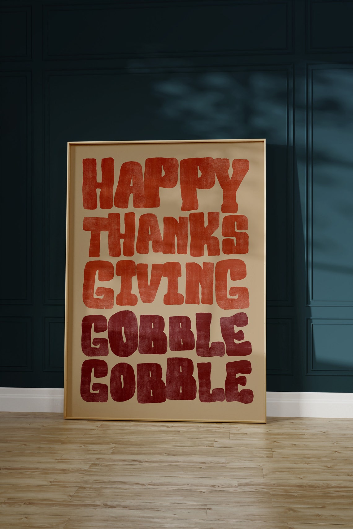 Happy Thanksgiving Gobble Gobble Chunky Retro Fall Holiday Poster - Image 2