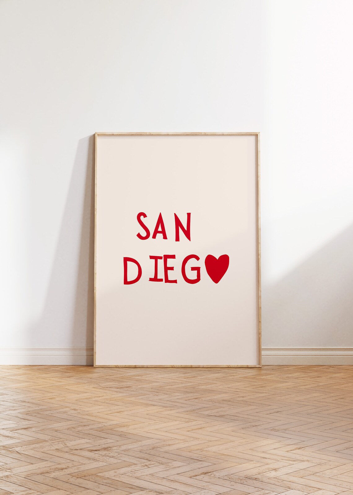 San Diego Red Heart City Love Minimalist California Travel Poster - Image 4