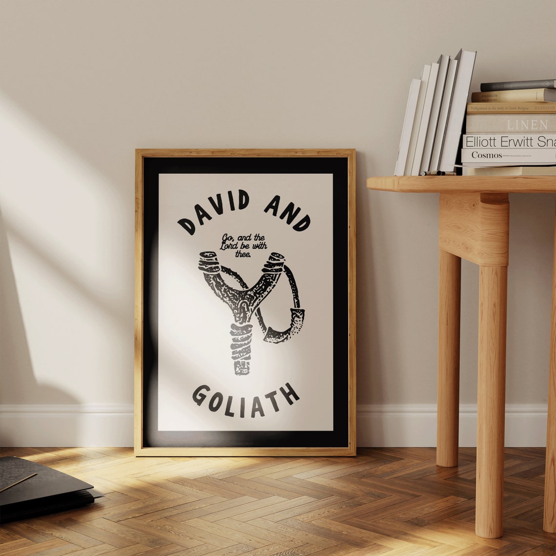 David And Goliath Slingshot Bold Christian Scripture Art Poster - Image 2
