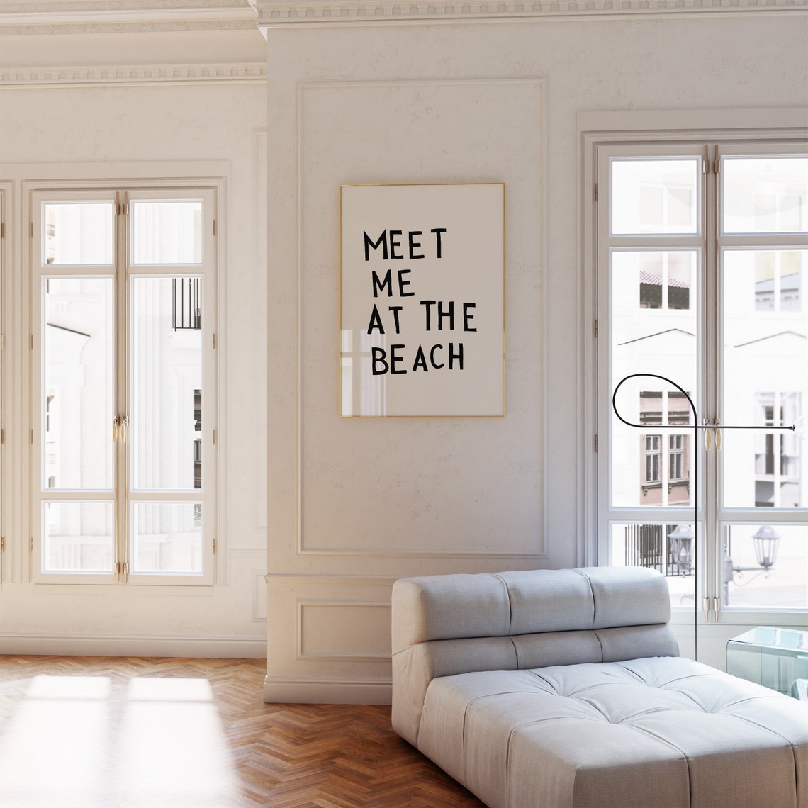 Meet Me at the Beach Black Hand-Lettered Coastal Quote Poster - Image 2