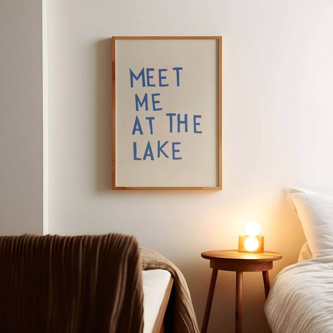 Meet Me At The Lake Blue Typography Lake House Cabin Decor Poster - Image 2