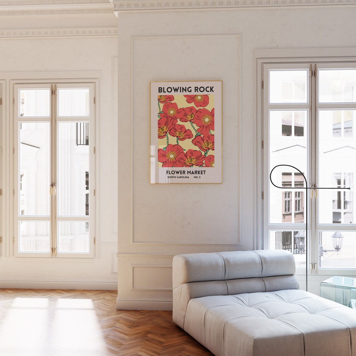 Blowing Rock North Carolina Flower Market Red Poppy Art Poster - Image 3