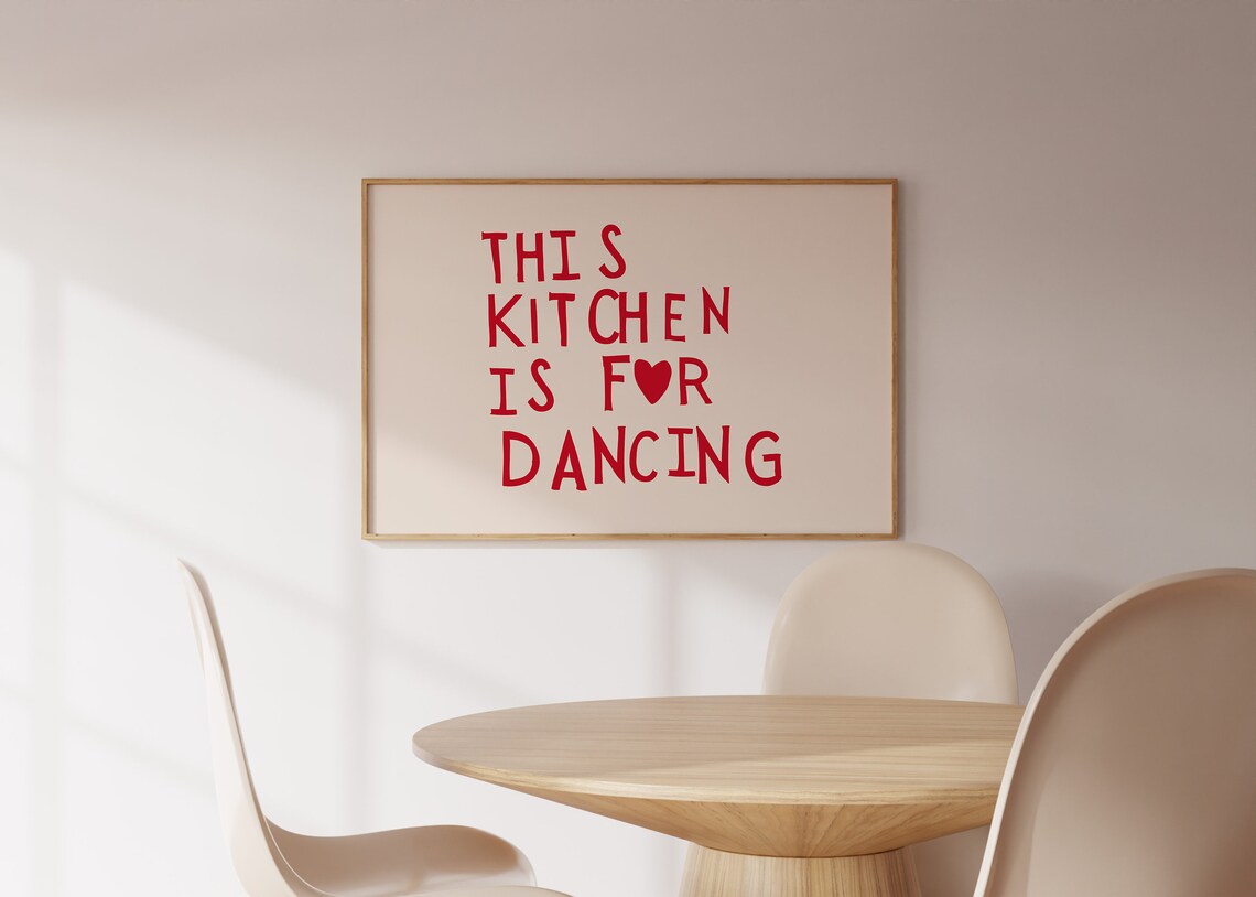 Cute Dance Art Minimalist Heart Kitchen Art Print - Image 2