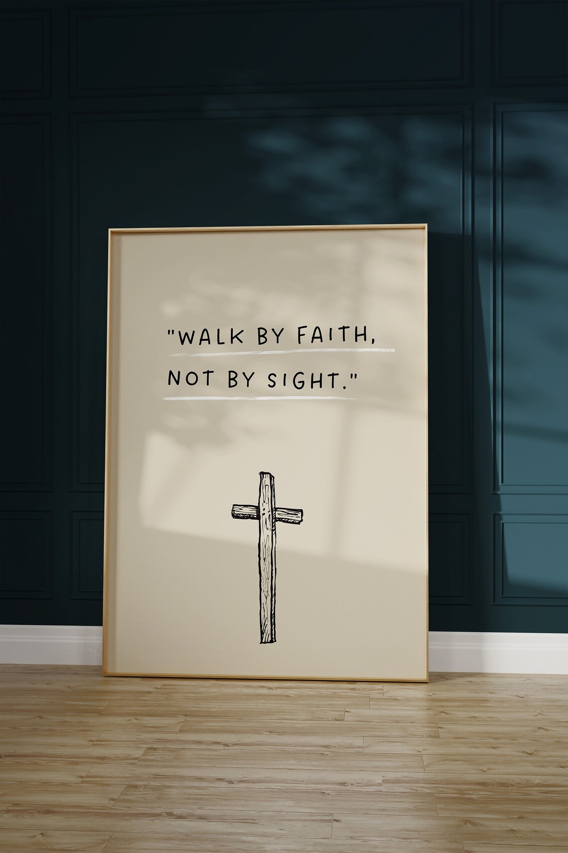 Walk by Faith Not by Sight Minimalist Christian Cross Quote Wall Art - Image 4