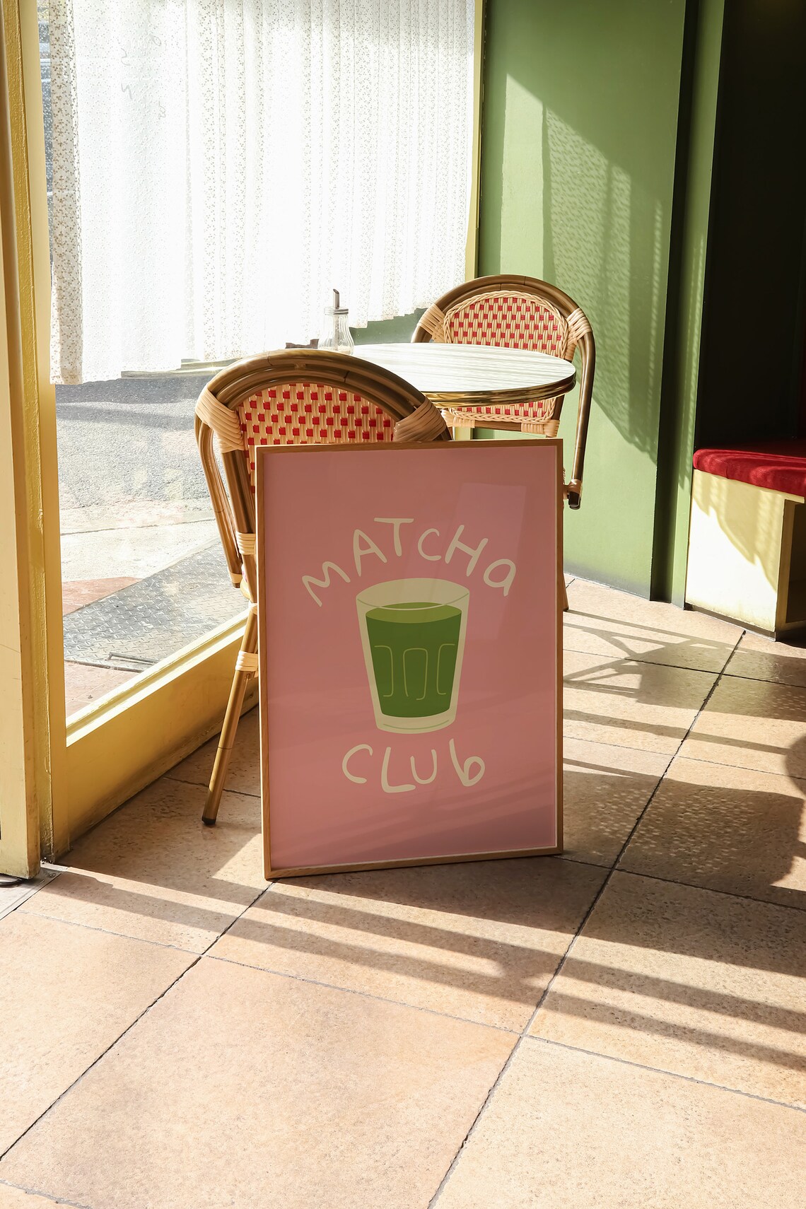 Matcha Club Cute Pink Kitchen Green Tea Glass Cozy Decor Print - Image 2