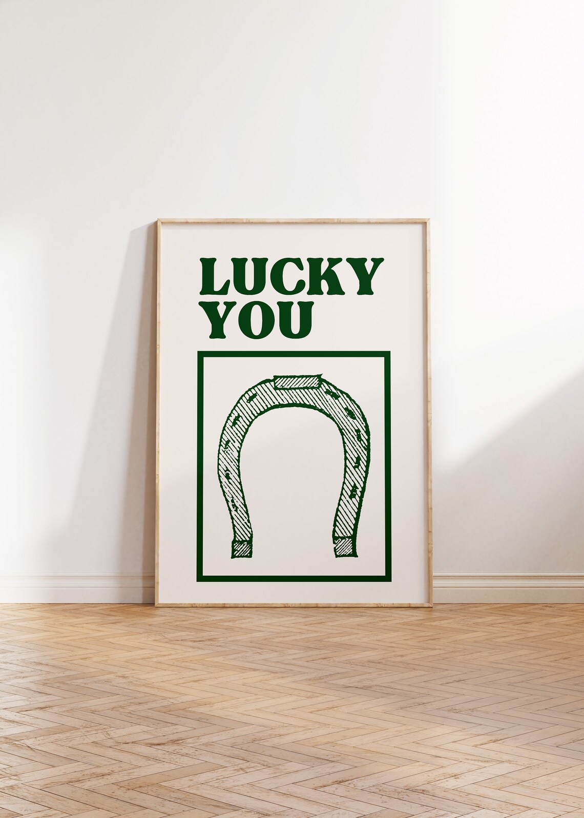 Lucky You Green Horseshoe Retro Western Lucky Decor Wall Poster - Image 2
