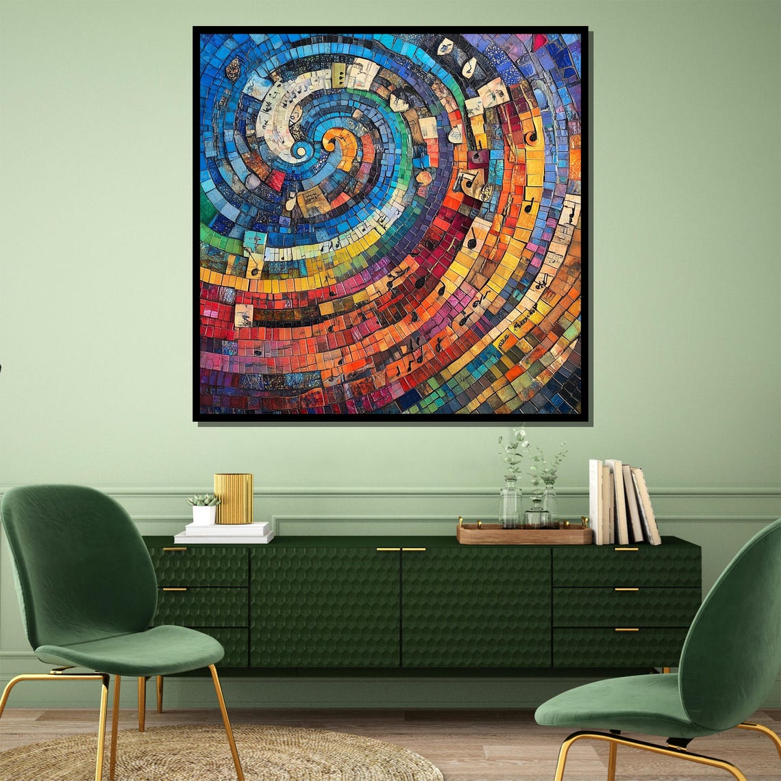 Colorful Mosaic Spiral Of Music Notes Abstract Music Wall Poster - Image 2