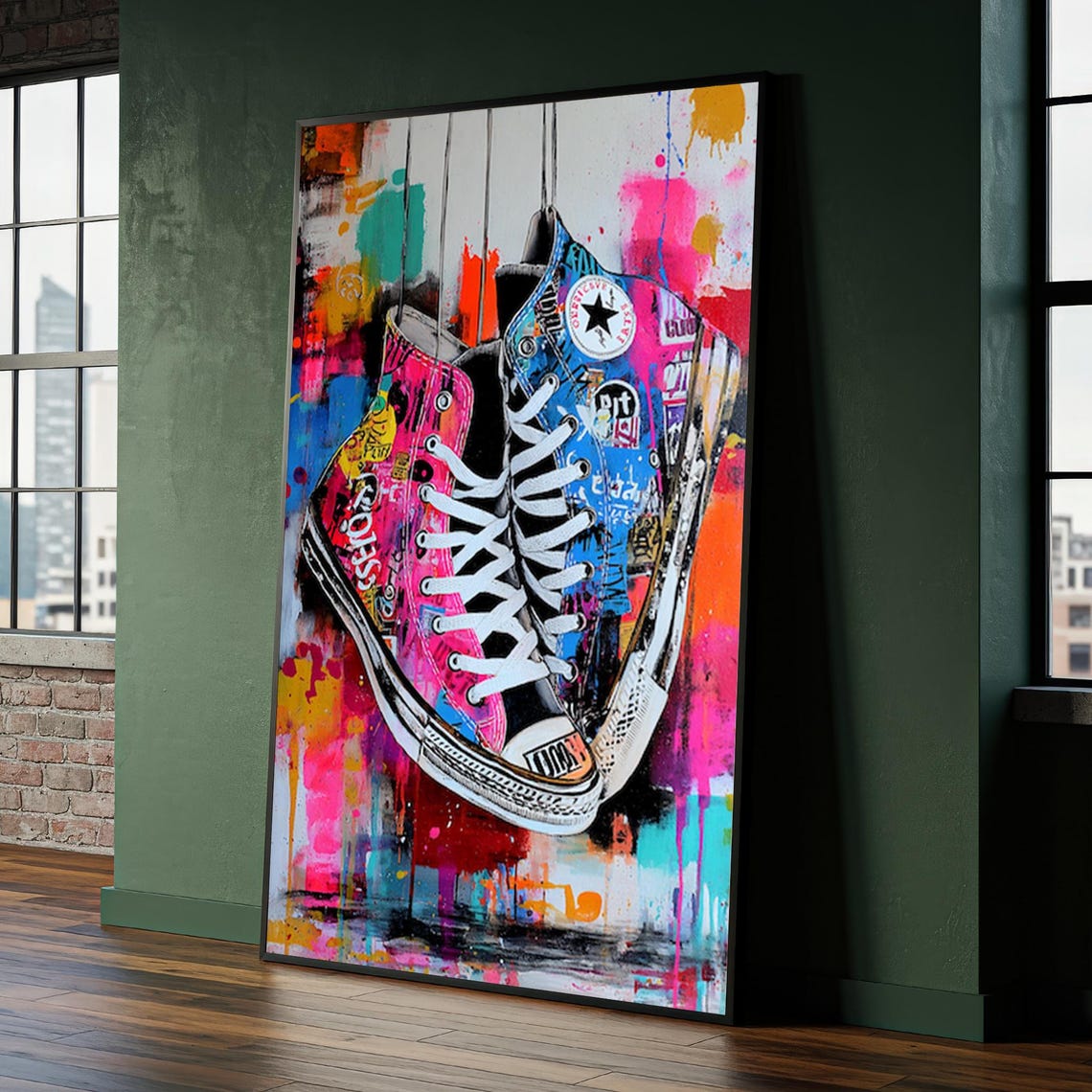 Colorful Graffiti High Top Sneakers Street Art Pop Culture Poster