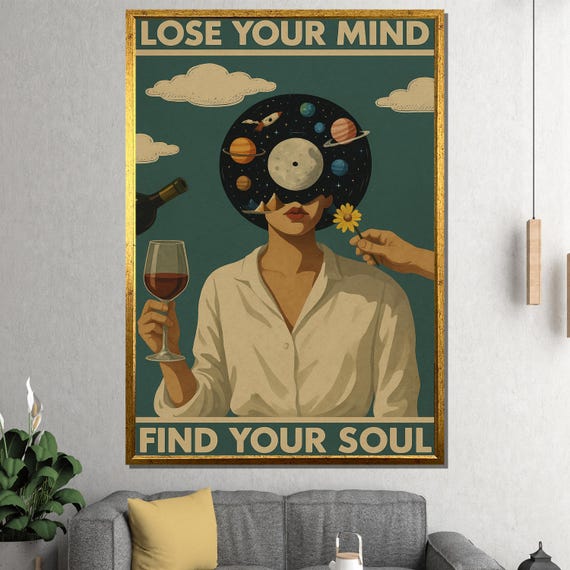 Lose Your Mind Find Soul Canvas Painting Surreal Cosmic Wall Art Ready To Hang Gift For Her And Mindful Spaces